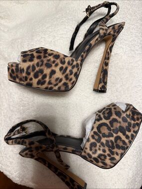 Steve Madden Leopard Print Platform Slingback Heels - Women